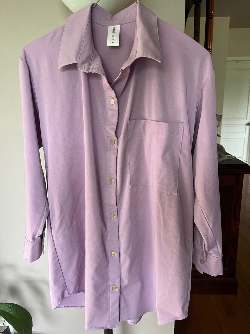 Women’s Smash & Tess Oversized Lilac Button-Down Casual Shirt